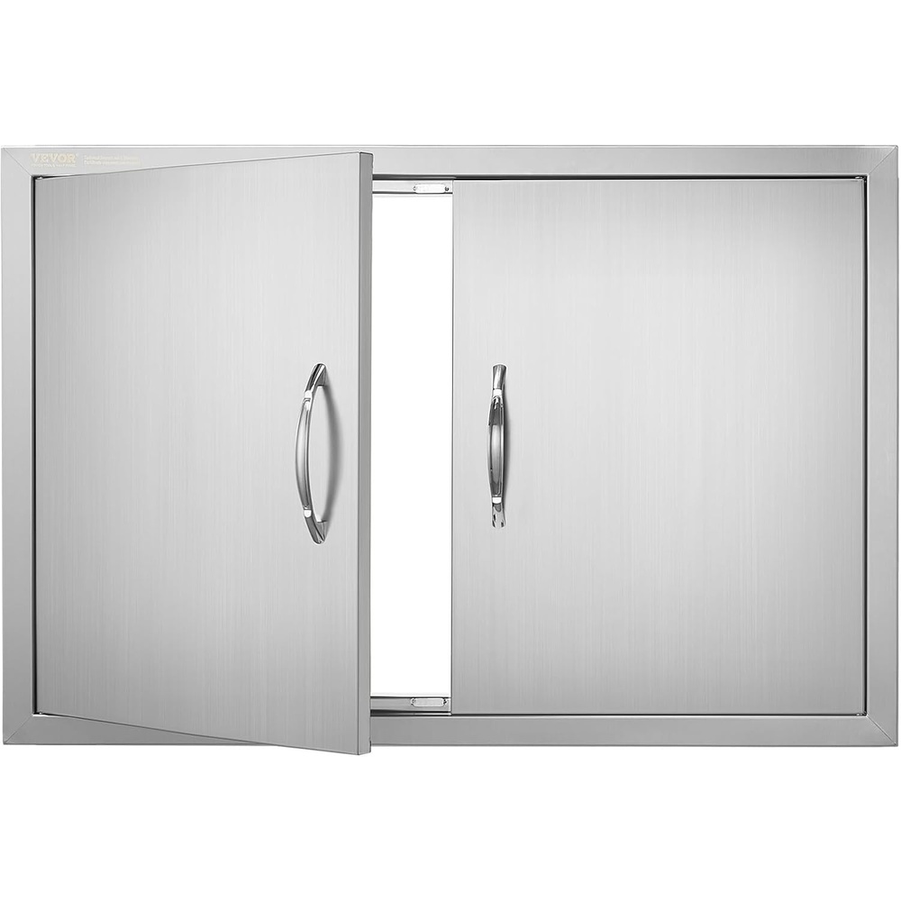 image:imageVEVOR BBQ Double Door 35W x 24H Inch Stainless Steel Flush Mount Vertical Door with Handles for Grilling Station33W x 22HSilver