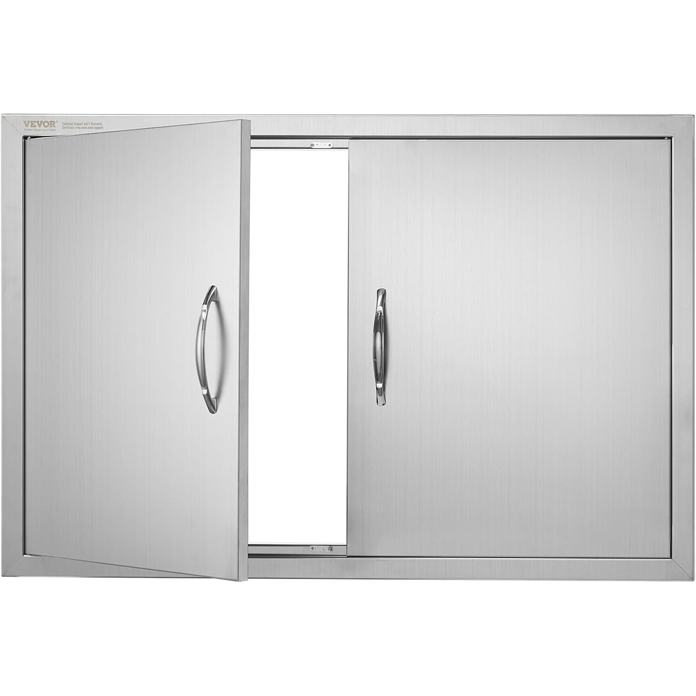 image:imageVEVOR BBQ Double Door 35W x 24H Inch Stainless Steel Flush Mount Vertical Door with Handles for Grilling Station35W x 24HSilver