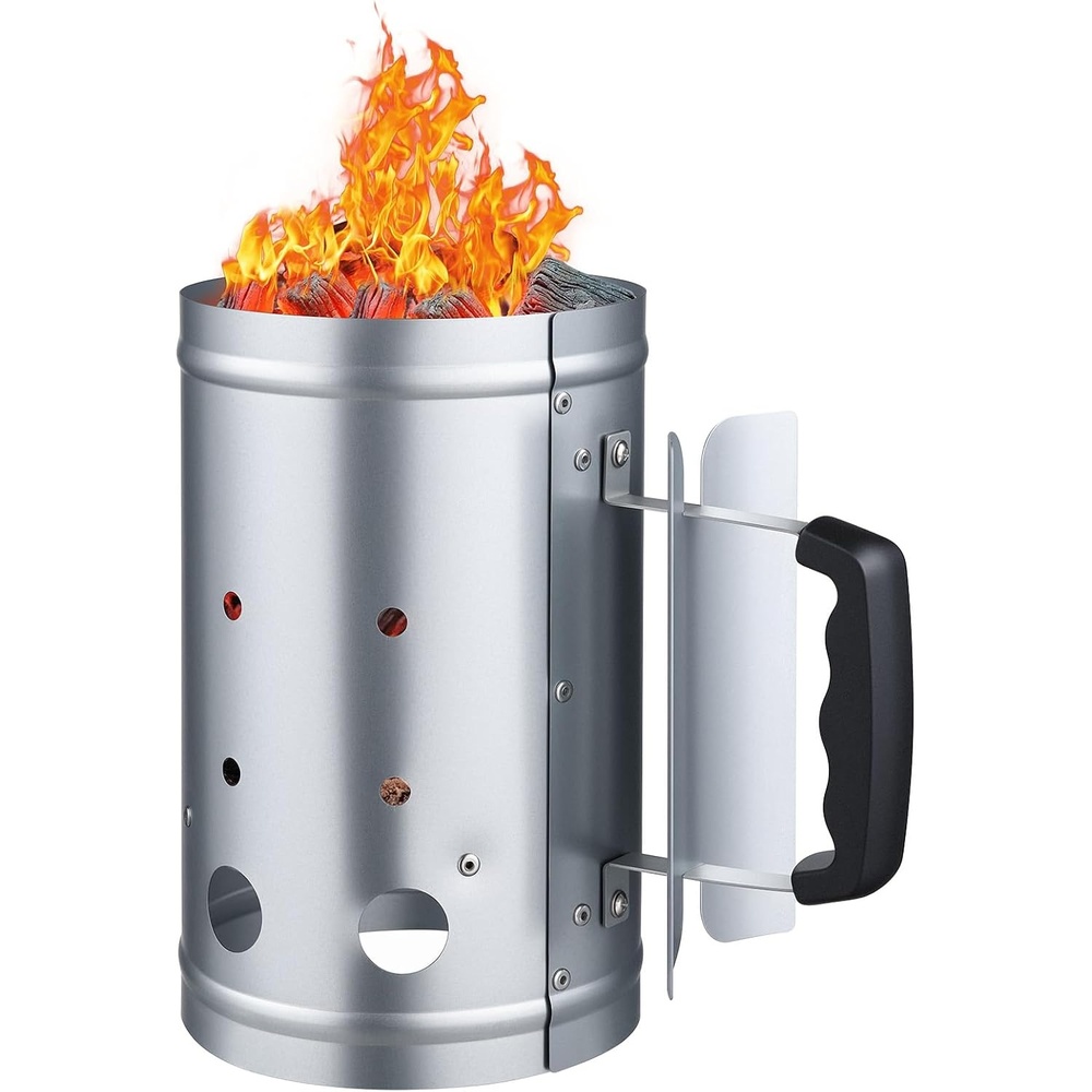 image:imageVEVOR Charcoal Chimney Starter 4 lbs Large Capacity Coal Fireplace Heavy Duty BBQ Steel Chimney Starter for Charcoal Grill and Barbecues Compact OnTheGo Carbon Lighter and BBQ Grill Tool Silver