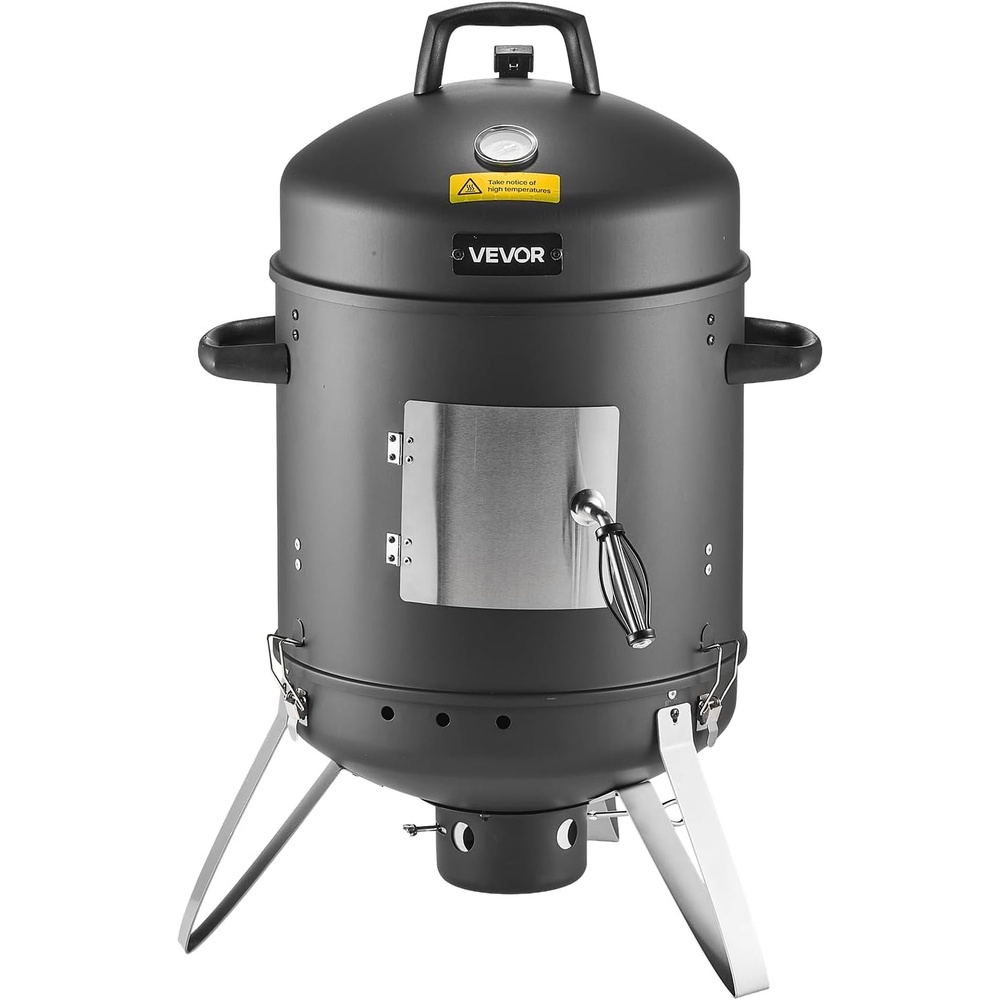 image:imageVEVOR Charcoal Smoker 16 Vertical Charcoal BBQ Grill Coated Steel Barbecue Smoker with 2 Grilling Grates Thermometer Air Vents amp Removable Ash Tray Ideal for Backyard Patio Parties Cooking