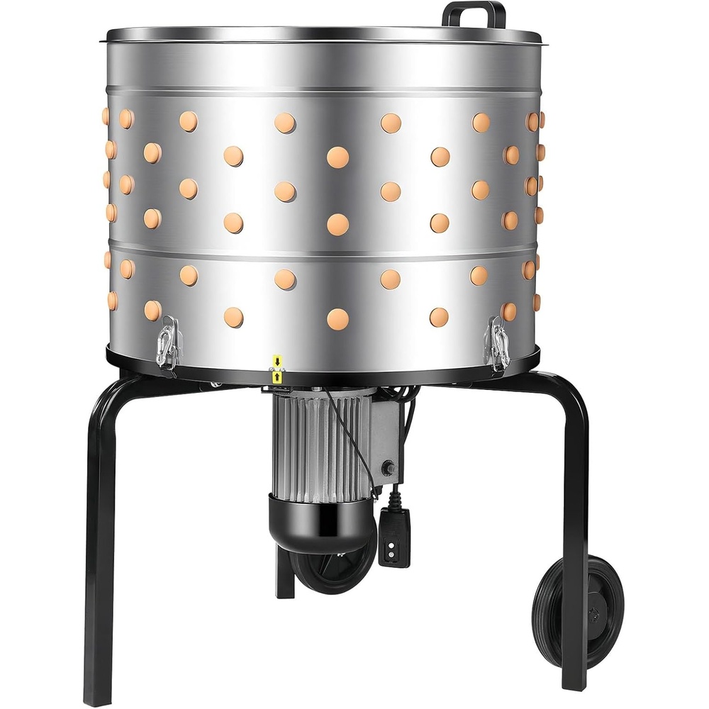 image:imageVEVOR Chicken Plucker Machine 256 in Drum 1200W amp 275RPM Electric Chicken Plucking Machine with 158 Soft Fingers amp Transport Wheels Stainless Steel Feather Remover for Processing 4 Chicks Once3 Legs  256 in