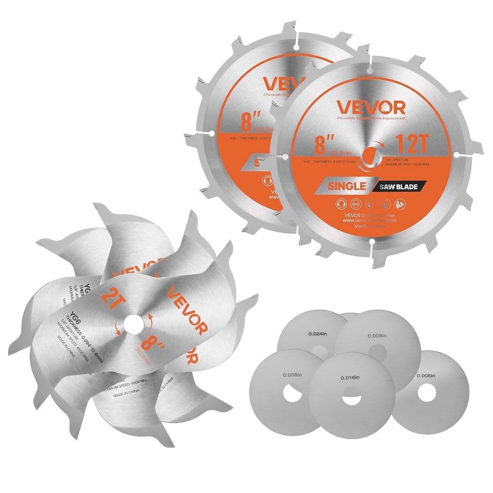 image:imageVEVOR Circular Saw Blade 8 inch Diameter 42 Sharp Alloy Teeth 1 inch Arbor Fine Finish Wood Cutting Blade for Circular Saw with NoiseReducing Heat Vents for Cutting Plywood OSB and Hardwood8  12T7PACK