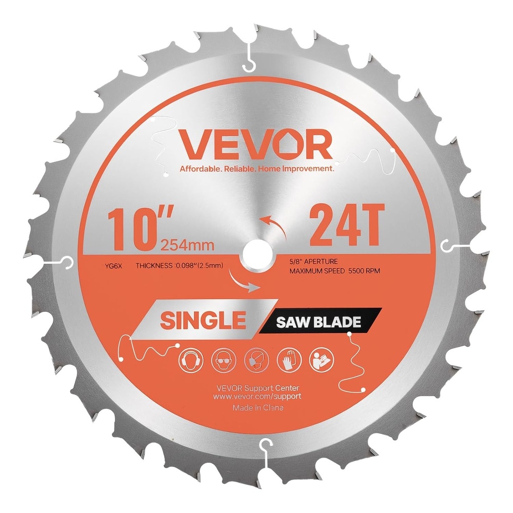 image:imageVEVOR Circular Saw Blade 8 inch Diameter 42 Sharp Alloy Teeth 1 inch Arbor Fine Finish Wood Cutting Blade for Circular Saw with NoiseReducing Heat Vents for Cutting Plywood OSB and Hardwood10  24T