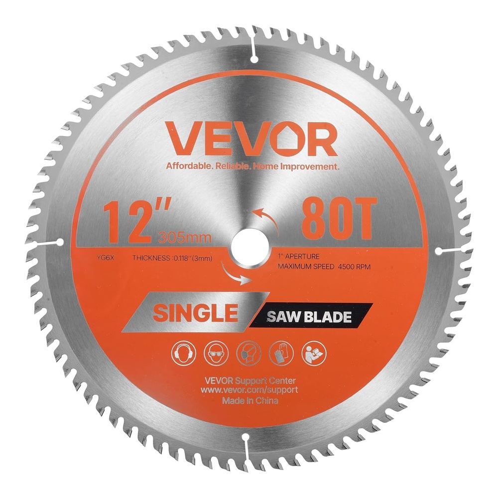 image:imageVEVOR Circular Saw Blade 8 inch Diameter 42 Sharp Alloy Teeth 1 inch Arbor Fine Finish Wood Cutting Blade for Circular Saw with NoiseReducing Heat Vents for Cutting Plywood OSB and Hardwood12  80T
