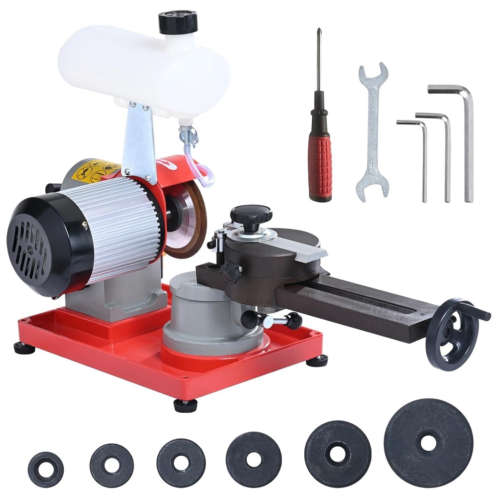 image:imageVEVOR Circular Saw Blade Sharpener 370W 3600RPM Rotary Angle Mill Grinder Saw Blade Grinding Sharpening Machine with 6 Saw Centerings 5inch Grinding Wheel for Carbide Tipped Saw BladesWater Grind
