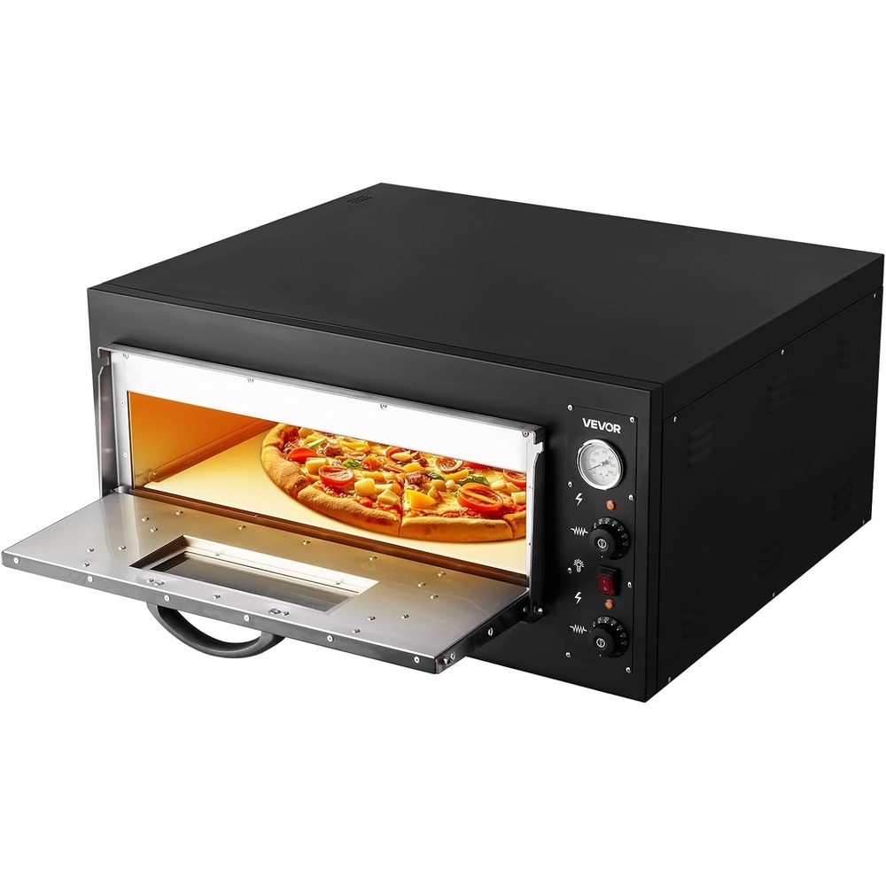 image:imageVEVOR Commercial Pizza Oven Countertop 14 Double Deck Layer Stainless Steel Electric Pizza Oven with Stone and Handle Multipurpose Indoor Pizza Maker for Restaurant Home Pretzels Baked24 Inch Single Layer Pizza Oven