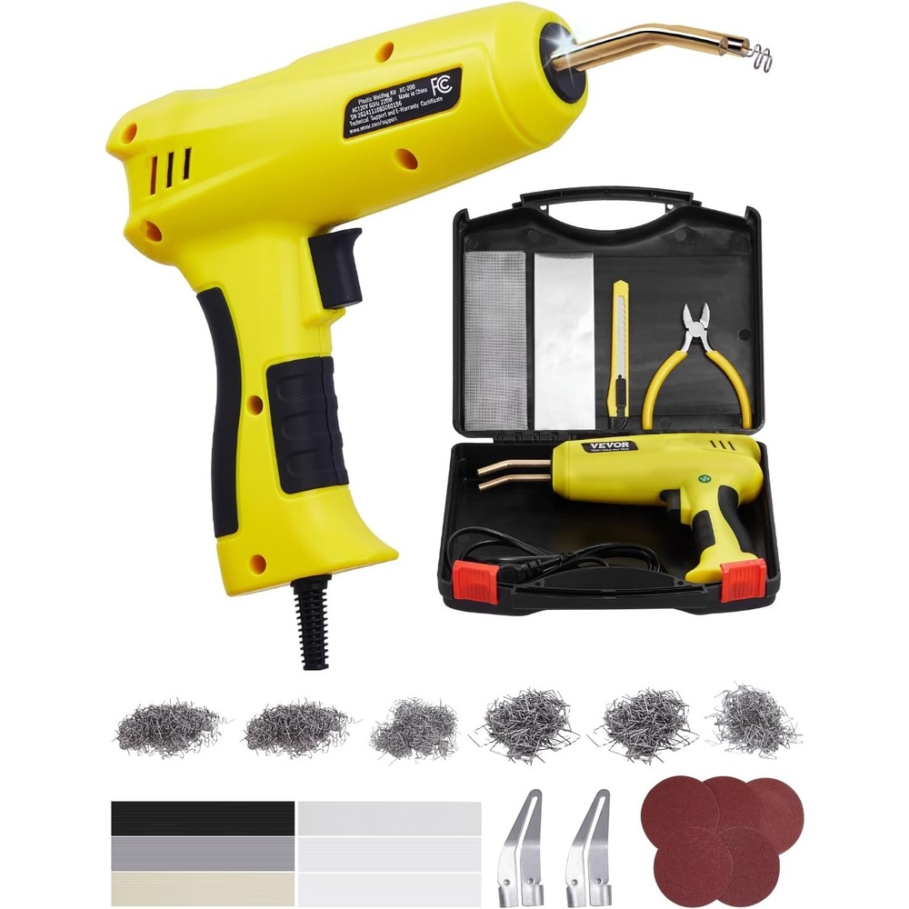 image:imageVEVOR Cordless Plastic Welder 120W Plastic Welding Gun with 400PCS 4 Types Hot Staples Rechargeable Hot Staple Welding Gun Plastic Car Bumper Repair Kit for Kayak Toys Plastic Crack Repair220W Gun with 1200PCS