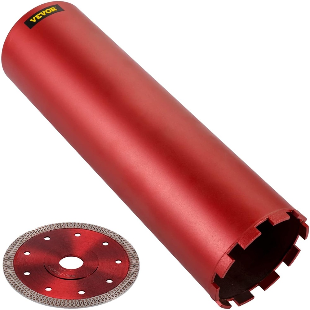 image:imageVEVOR Core Drill Bit 2 inch Diameter 912 inch Drilling Depth 5811 Internal Thread Diamond Dry Coring Bit with 3 Adapters Pilot Drill and Hex Wrench for Concrete Red Bricks and Masonry5 Inches