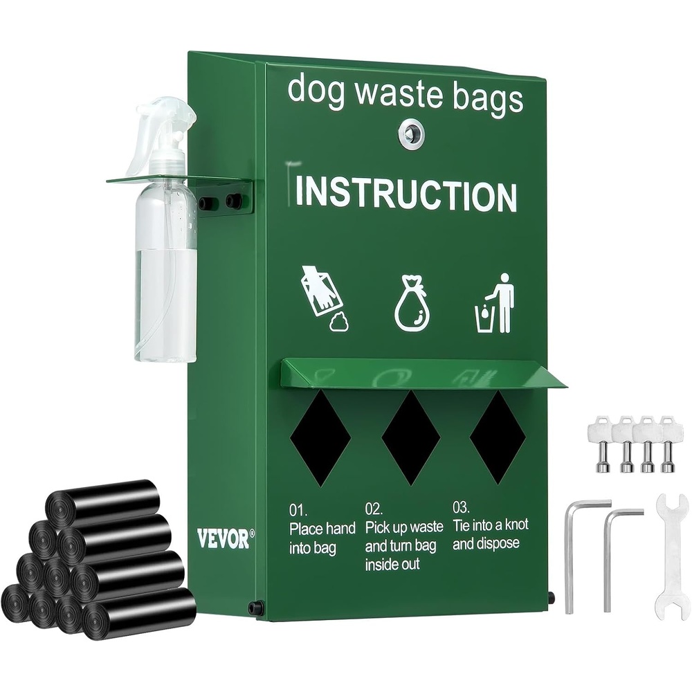 image:imageVEVOR Dog Poop Trash Can With 50 Liner Bags 115 Gallons Outdoor Waste Bin With Lid amp Liner Clip for Pet Waste Station Disposal Container for Garden Backyard ParkPoop Bag Dispenser