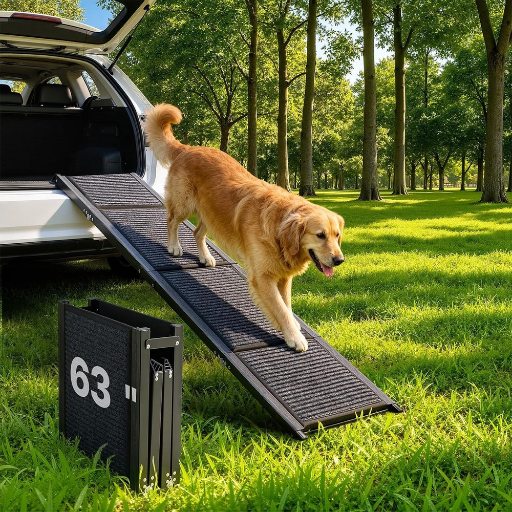 image:imageVEVOR Dog Ramp for Cars 63 L x 17 W Folding Pet Ramps for Medium amp Large Dogs up to 250lbs Pet Stair Ramp with NonSlip Oxford Fabric Surface Portable Outdoor Dog Car Ramps for SUV amp TruckClassic