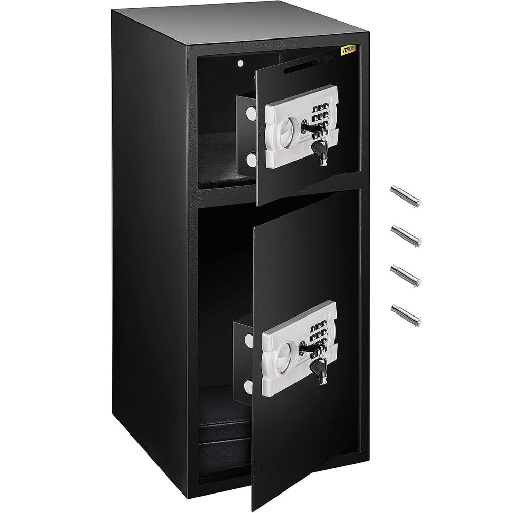 image:imageVEVOR Double Doors 35 cuft Safe Box with Key Lock amp Password Safe Lock Box with Fireproof Bag Key Rack LED Light and 2 Height Adjustable and Removable Divider for Money Documents Jewelry and Vawithout digital display screem without Fingerprint