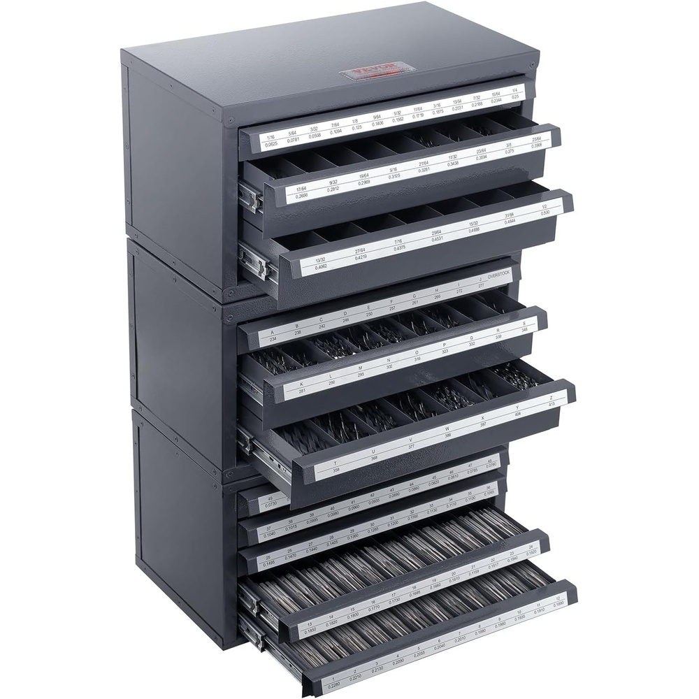 image:imageVEVOR Drill Bit Dispenser Cabinet ThreeDrawer Drill Bit Dispenser Drill Bit Organizer Cabinet Cold Rolled Steel 27Compartment Drill Dispenser Organizer Cabinet Holder for Letter Sizes A to Z3PCS