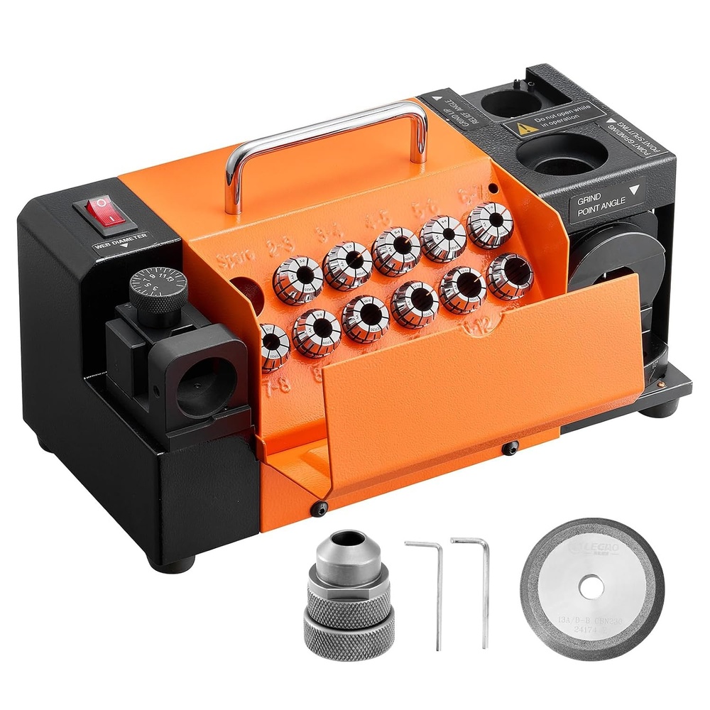 image:imageVEVOR Drill Bits Sharpener MR13D 313mm Professional Drill Bit Grinder with Adjustable Lip Relief Angle Front Cutting Lip amp 95135 Point Angle 5800RPM ReSharpener with 11 Collets amp CBN WheelMR13D