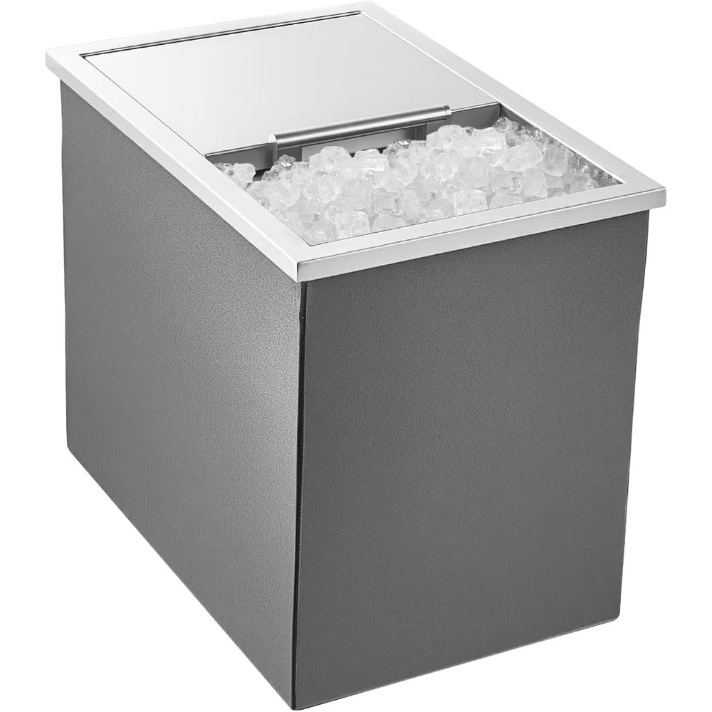 image:imageVEVOR Drop in Ice Chest Stainless Steel Drop in Cooler Commercial Ice Bin with Lid for Outdoor Kitchen Patio Bar DrainPipe Set Included Cooling Bins with Cover for Cold Wine BeerSliding Lid