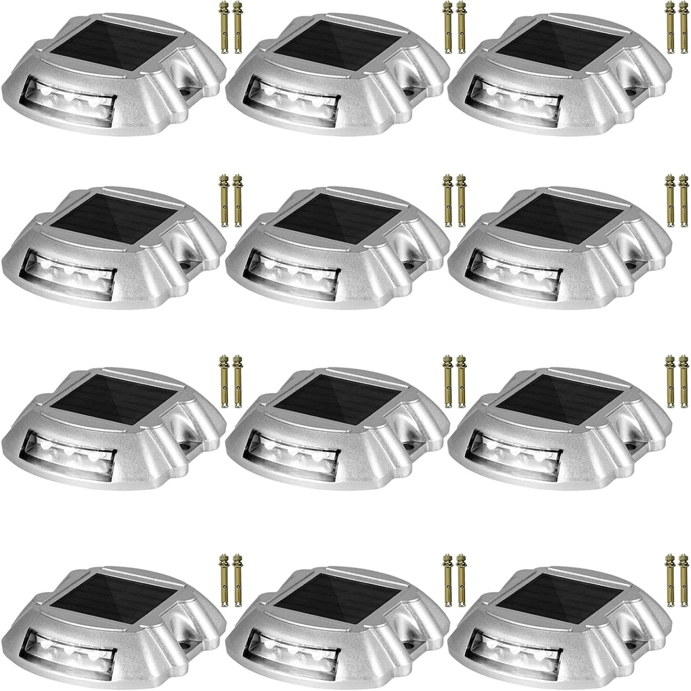 image:imageVEVOR EVOR Driveway Lights 24Pack Solar Driveway Lights White with Screw Solar Deck Lights Outdoor Waterproof Wireless Dock Lights 6 LEDs for Path Warning Garden Walkway Sidewalk StepsWhiteWhite