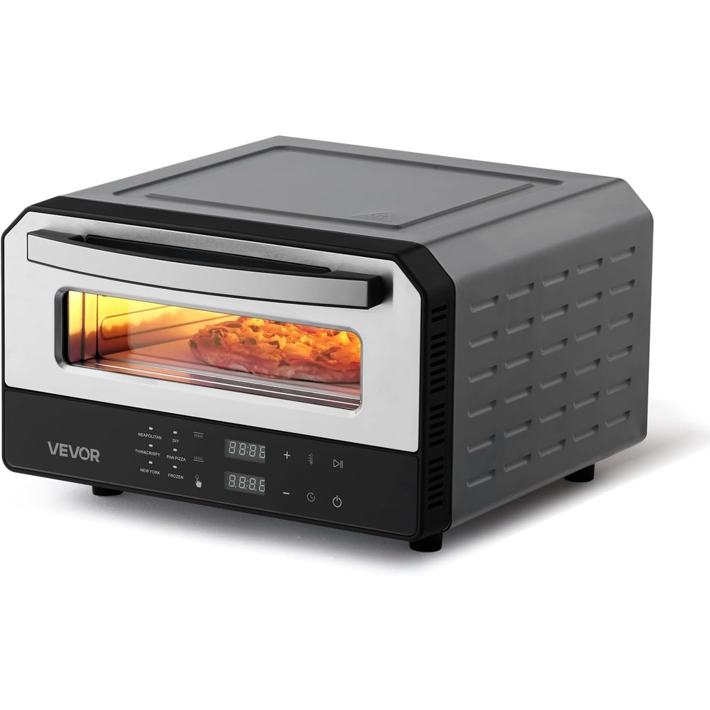 image:imageVEVOR Electric Pizza Oven 16 in Countertop Pizza Oven 77 to 572F Temp Range 1750W Indoor Pizzas Maker wTiming amp Temp Control Pizzas Cooker wDual Heat Tube Grill Rack for Kitchen amp Commercial12 Inch
