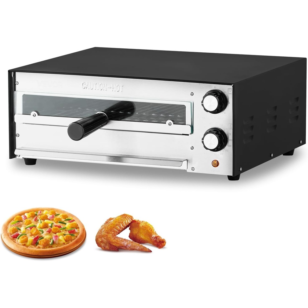 image:imageVEVOR Electric Pizza Oven 18Inch Commercial Pizza Ovens 752F Max Temp 1740W Large Pizza Oven Countertop with Temp amp Time Control Built in Thermometer Indoor Pizza Maker for Restaurant Home Use12Inch Single Layer