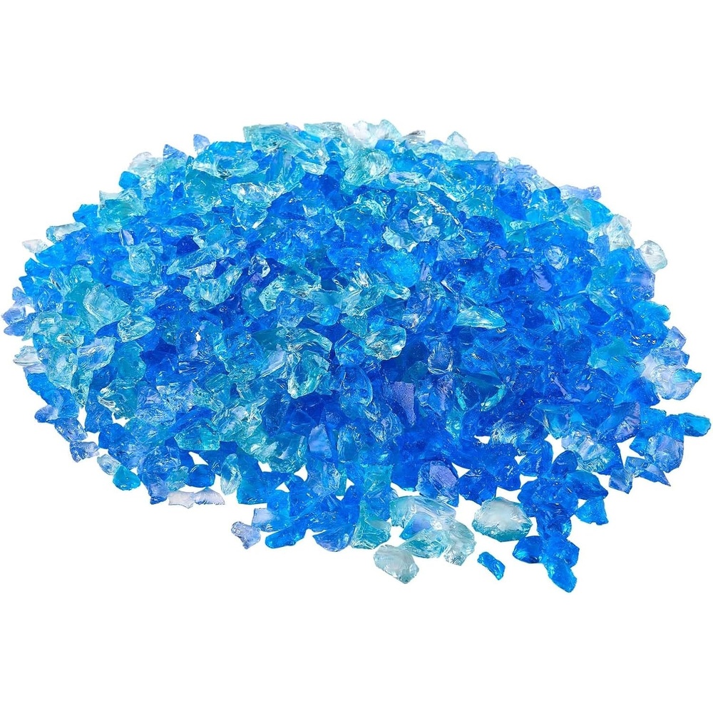 image:imageVEVOR Fire Glass 10 lbs Aqua Blue  Caribbean Blue  Aqua Green 34 Inch HighTemperature Resistant Reflective Glass Rocks Smokeless Fire Pit Stones for Outdoor Table amp LandscapingAqua Blue  Caribbean Blue  Aqua Green