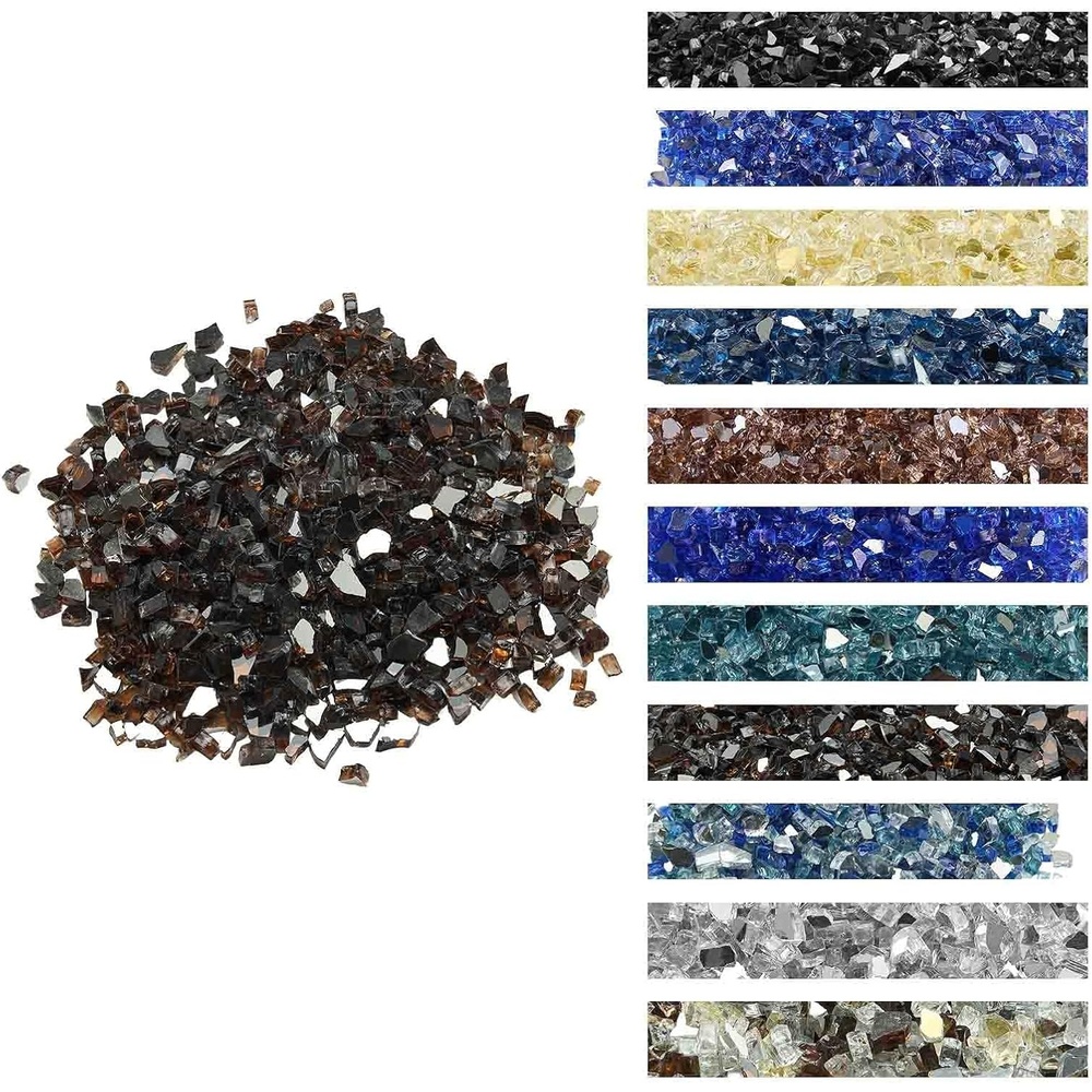 image:imageVEVOR Fire Glass 10 lbs Aqua Blue  Caribbean Blue  Aqua Green 34 Inch HighTemperature Resistant Reflective Glass Rocks Smokeless Fire Pit Stones for Outdoor Table amp LandscapingRed Brown Copper