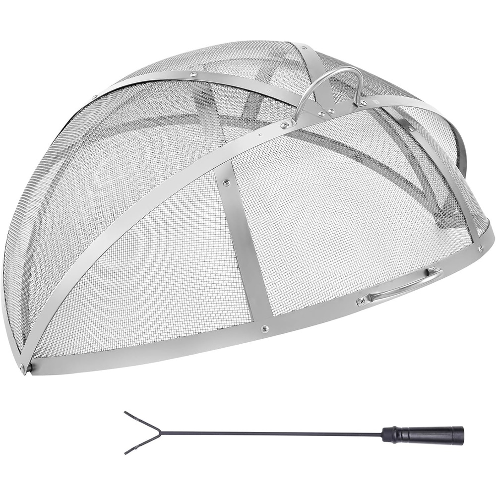 image:imageVEVOR Firepit Spark Screen Lid 40 Diameter Outdoor Firepit Ring Cover Round Accessories Fire Pit Metal Cover EasyOpening Stainless Steel Fire Ring Covers for Outdoor Patio Fire Pits Backyard