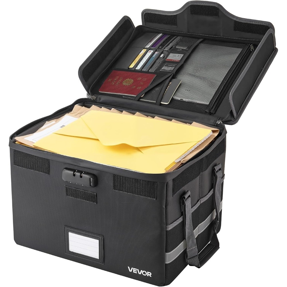 image:imageVEVOR Fireproof Document Box 1832  Heat Insulated Fireproof amp Waterproof Box with Lock Portable TwoLayer File Storage Organizer Home Office Travel Use for Passports Important Documents Files299 x 1594 x 1031 in