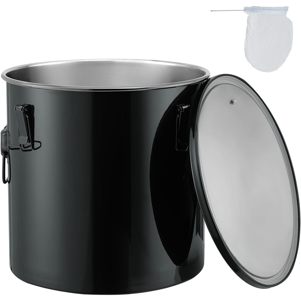 image:imageVEVOR Fryer Grease Bucket 16 Gal Oil Disposal Caddy with Caster Base Carbon Steel RustProof Coating Oil Transport Container with Lid Lock Clips Filter Bag for Hot Cooking Oil Filtering GrayBlack