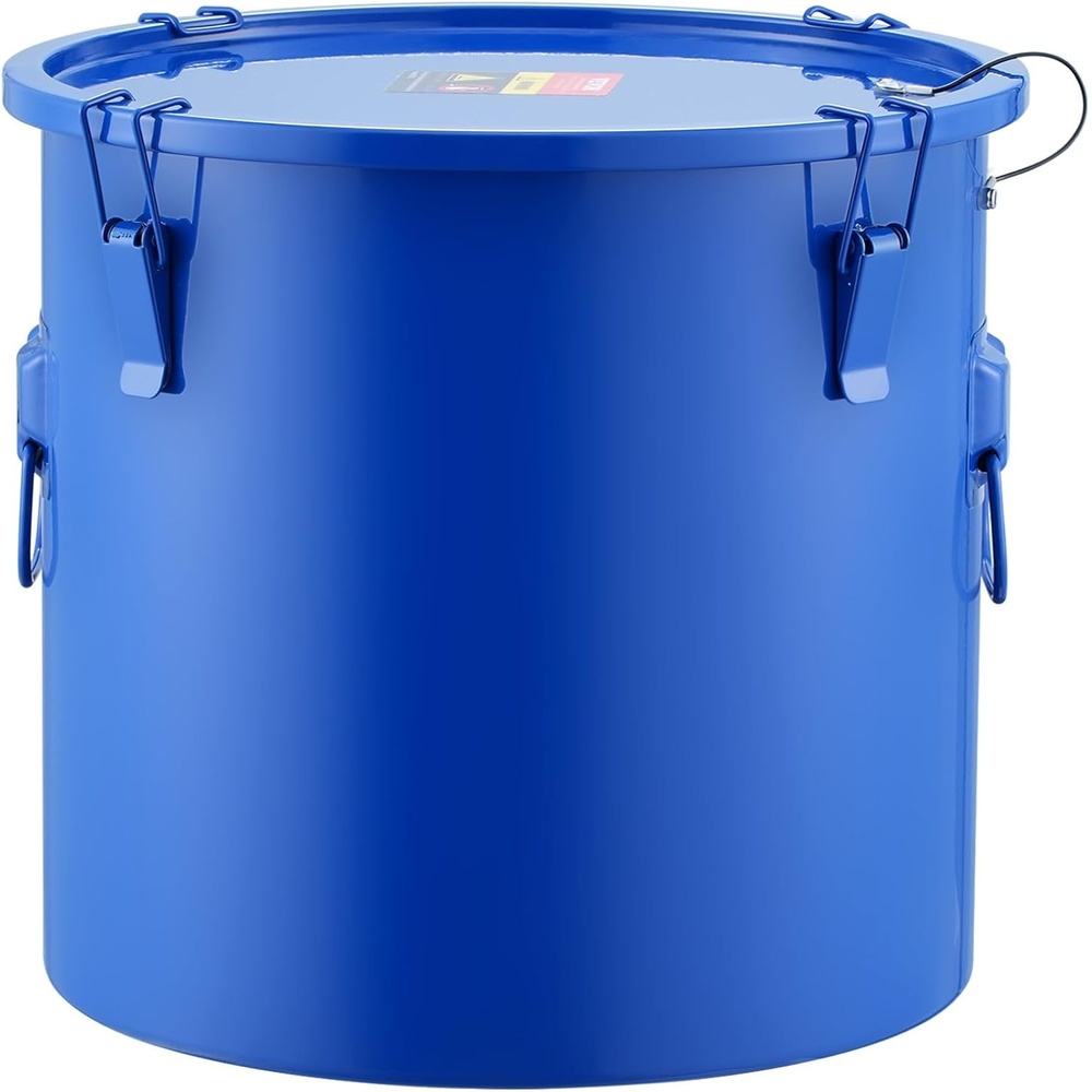image:imageVEVOR Fryer Grease Bucket 16 Gal Oil Disposal Caddy with Caster Base Carbon Steel RustProof Coating Oil Transport Container with Lid Lock Clips Filter Bag for Hot Cooking Oil Filtering GrayBlue