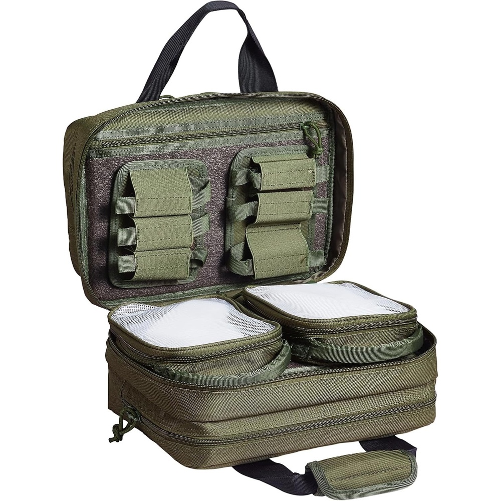image:imageVEVOR Gun Bag with Detachable Baffles amp 6 Magazines Shooting Handgun Bag for Outdoor Hunting Shooting Pistol Bag Case 2 Removable Pistol Bags Brown 13 x 79 x 91 inGreen