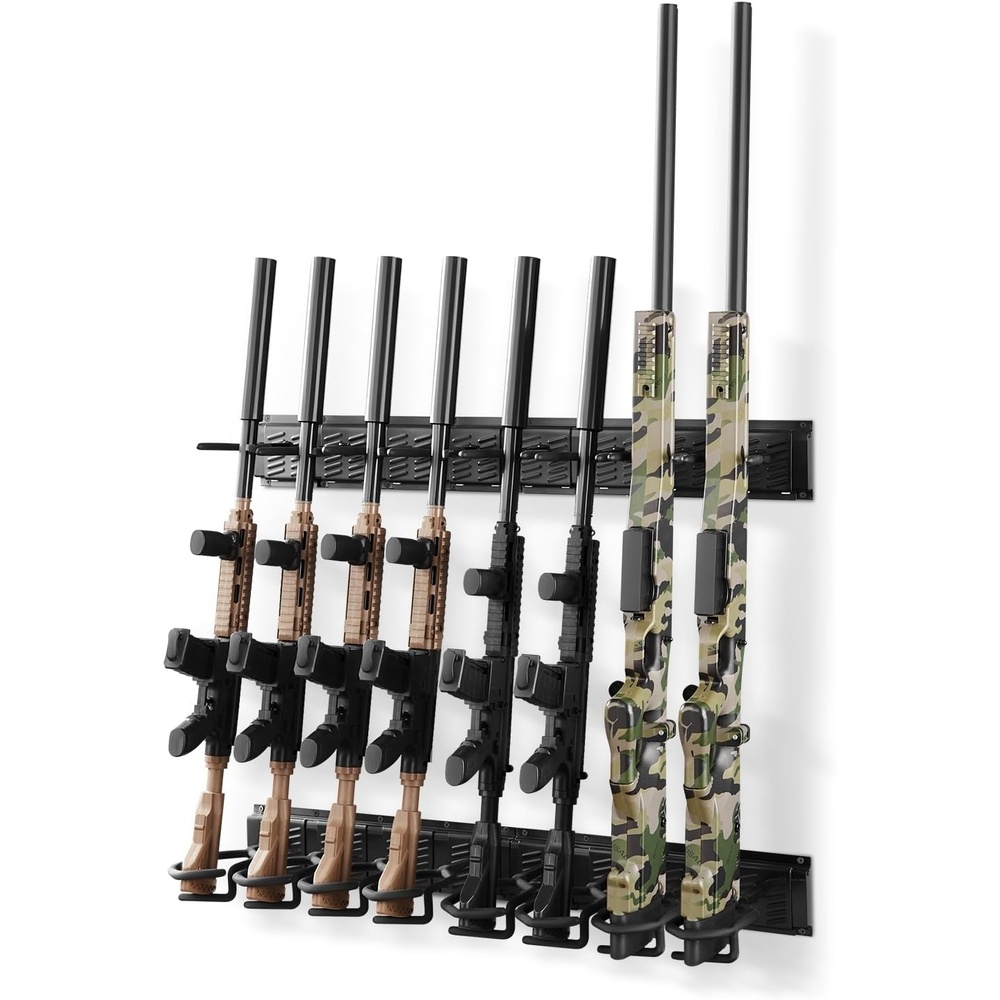 image:imageVEVOR Gun Rack Indoor Gun Rack Wall Mount 8Slot Vertical Rifle Shotgun 180 lb Heavy Duty Metal Wall Gun Rack Display Stand with Soft Padding