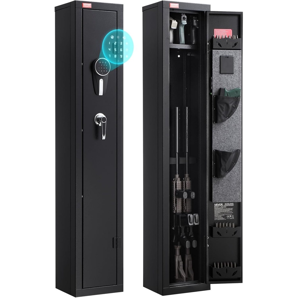 image:imageVEVOR Gun Safe Heavy Duty ColdRolled Steel Rifle Cabinet with Digital Keypad amp Key Large Long Gun Cabinet with Magazine and LED Lighting Adjustable for Rifles Pistols ShotgunAssembly Required