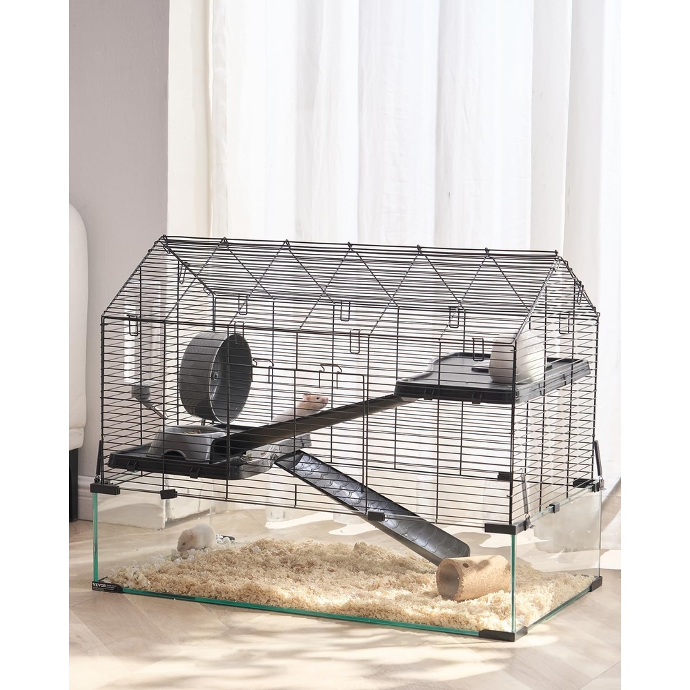 image:imageVEVOR Hamster Cage 360Viewing Transparent Hamster Habitats Small Animal Cage 295 x 173 x 24 in Ventilated Pet Mouse Cages with Water Bottle Portable Hamster House for Rats Guinea Pigs295L x 173W x 240H