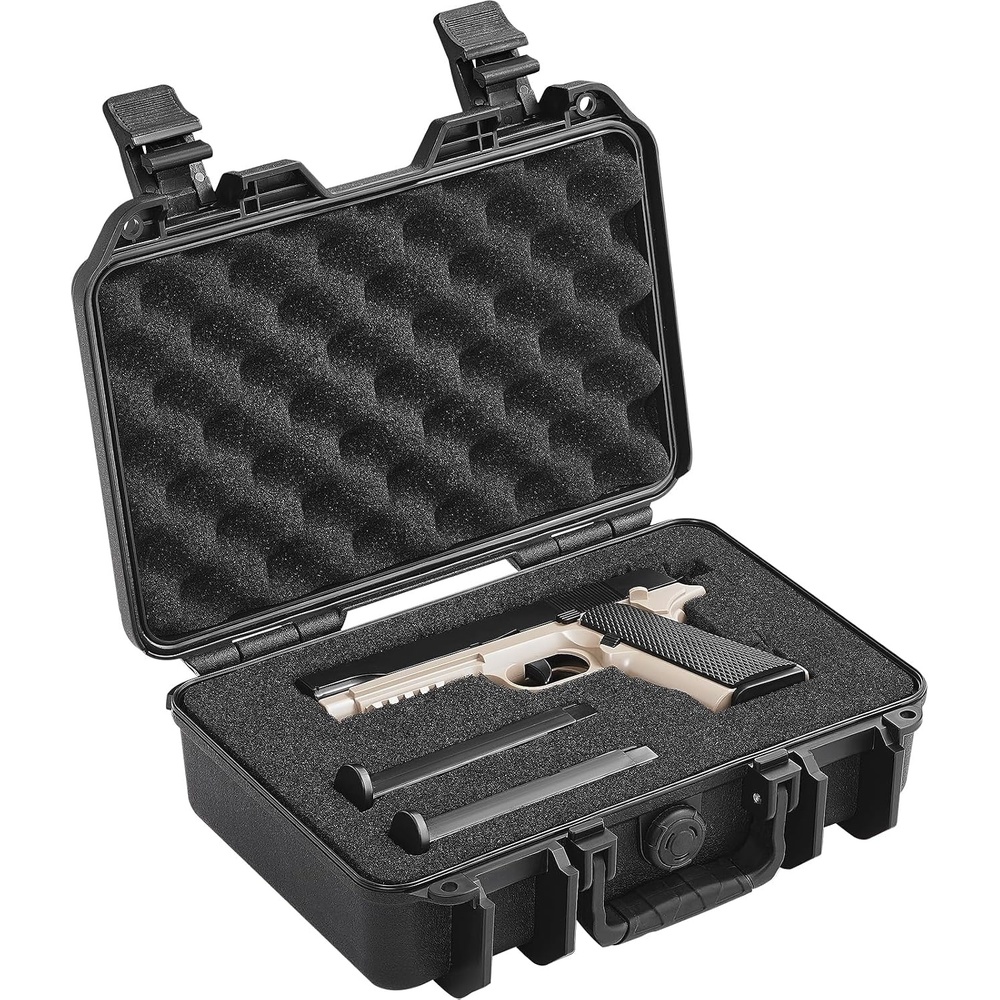image:imageVEVOR Hard Pistol Case Holds Multiple Pistols amp Magazine Hard Gun Case with PreCut XPE Foam Lining Waterproof Firearm Travel Case with Handle for Gun Lenses Camera Gear TSA Compliant1 Pistol