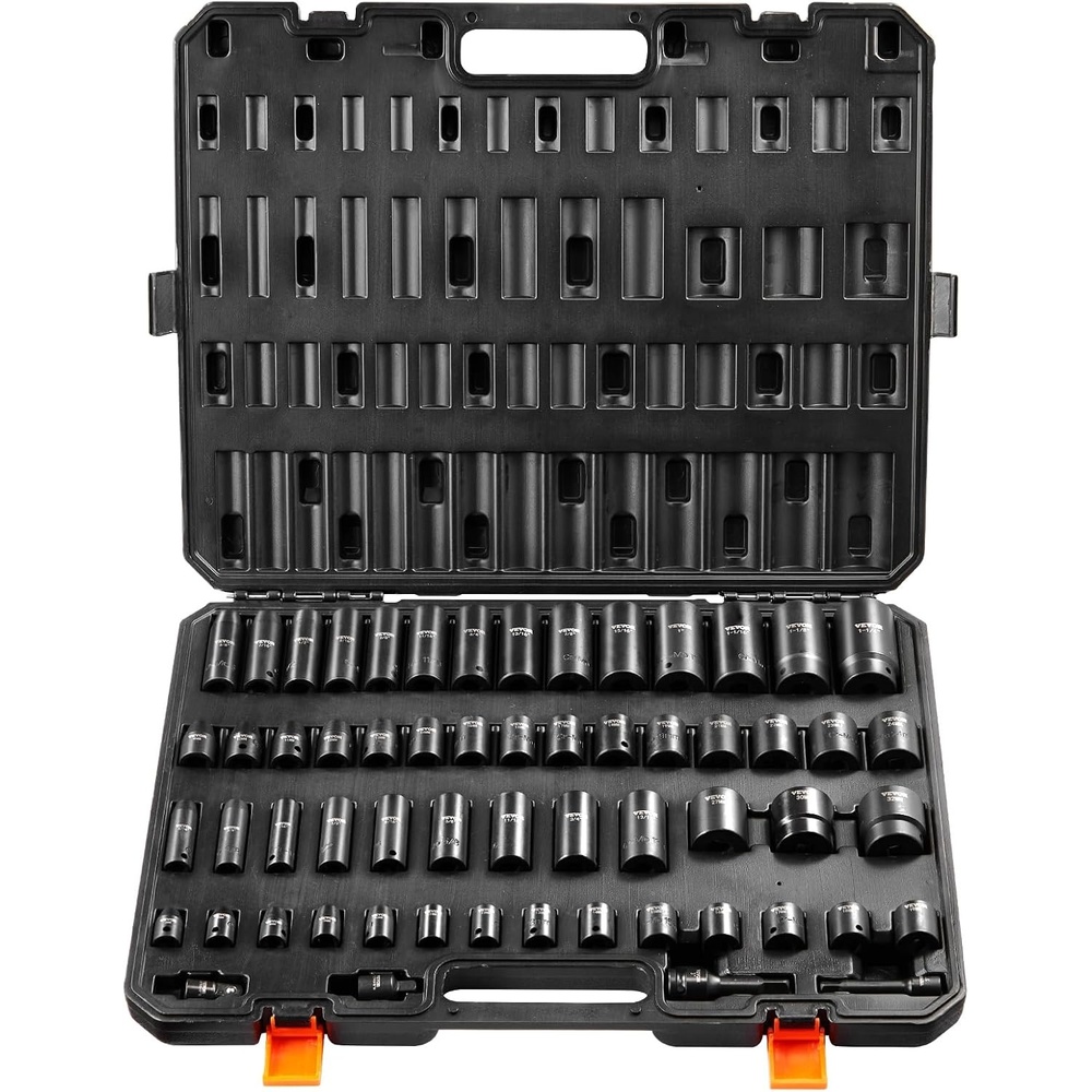 image:imageVEVOR Impact Drive Socket Set 12 Inches 19 Piece Impact Sockets SAE Standard Socket Assortment 38 Inches to 112 Inches 6point Hex Sockets12  38 59PCS CRMO