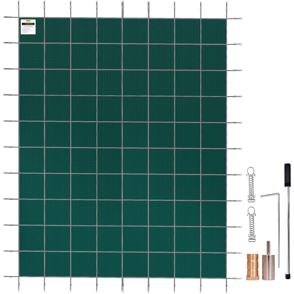 image:imageVEVOR Inground Pool Safety Cover 20x40 ft Rectangle with 4x8ft Center End Step Winter Pool Covers Green Mesh Triple Stitched for MAX Strength Abrasion ResistantGreen