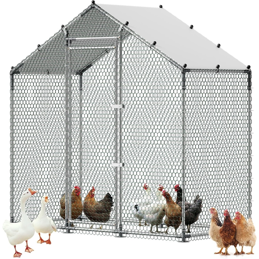 image:imageVEVOR Large Metal Chicken Coop with Run 196 x 98 x 65 ft Walkin Chicken Coop for Yard with Waterproof Cover Dome Roof Large Poultry Cage for Hen House Duck Coop and Rabbit Run787L x 394W x 787H