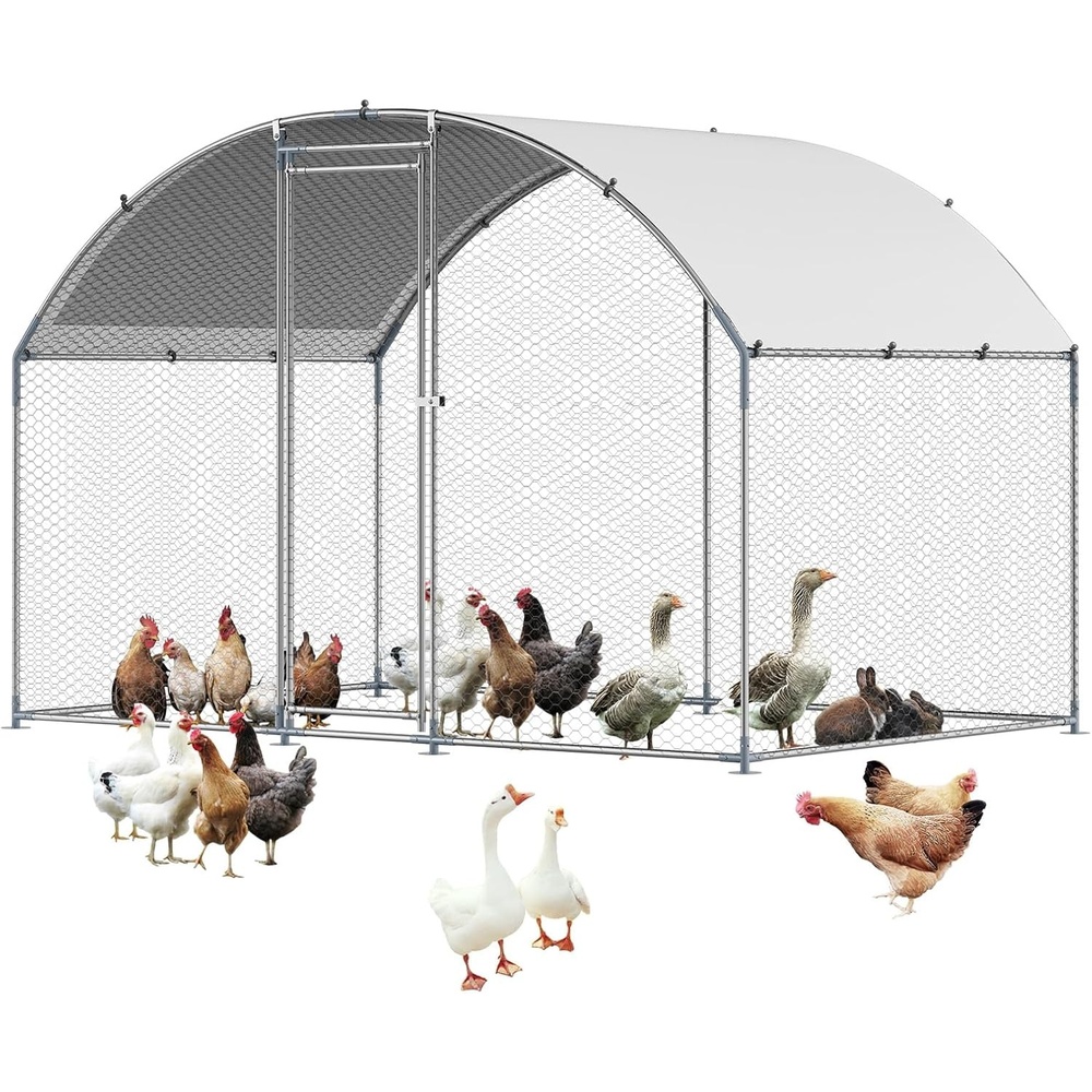image:imageVEVOR Large Metal Chicken Coop with Run 196 x 98 x 65 ft Walkin Chicken Coop for Yard with Waterproof Cover Dome Roof Large Poultry Cage for Hen House Duck Coop and Rabbit Run1181L x 787W x 787H