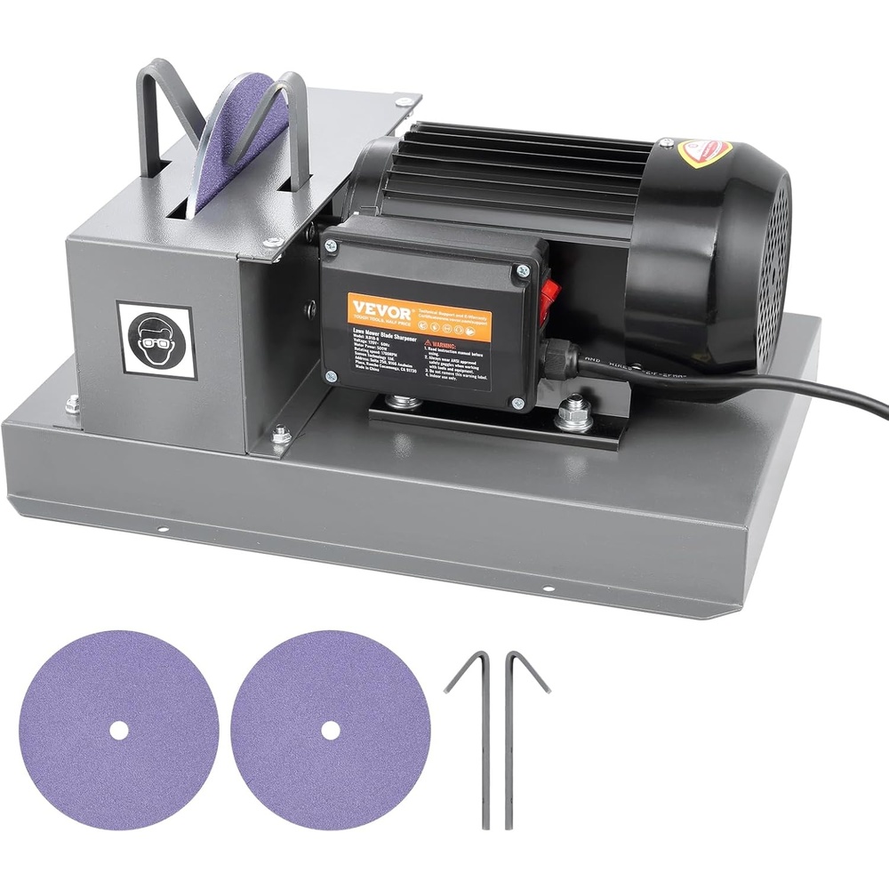 image:imageVEVOR Lawn Mower Blade Sharpener 23HP 500W with 7inch Grinding Wheel  Powerful Lawnmower Blade Grinder Bench Mower Sharpening Machine for HighLow LiftGatorFlat BladesBlade Sharpener