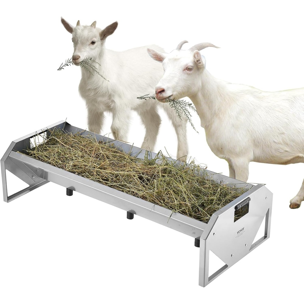 image:imageVEVOR Livestock Hay Feeder 2 in 1 Grain amp Hay Feeder 80Gallon Capacity 579 Long Goat Pasture Feeding with Deeper Feeding Pan Heavy Duty Steel Grain Holder for Sheep Sheds Farms Horse Barns1 Count Pack of 1