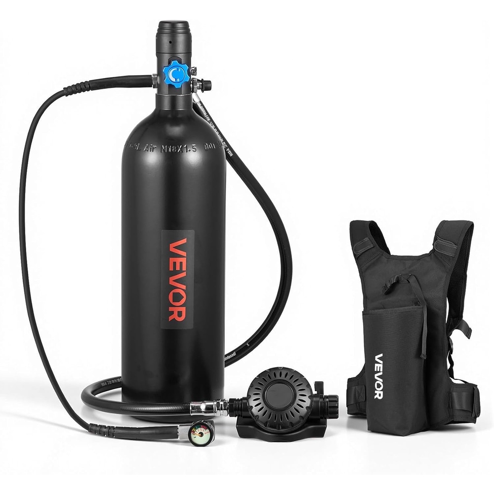 image:imageVEVOR Mini Scuba Tank 19L Portable Small Diving Tank for Underwater Breathing Reusable Lung Diving Cylinder up to 35 Minutes Dive Time Emergency Rescue Pony Bottle with Backpack for Snorkeling