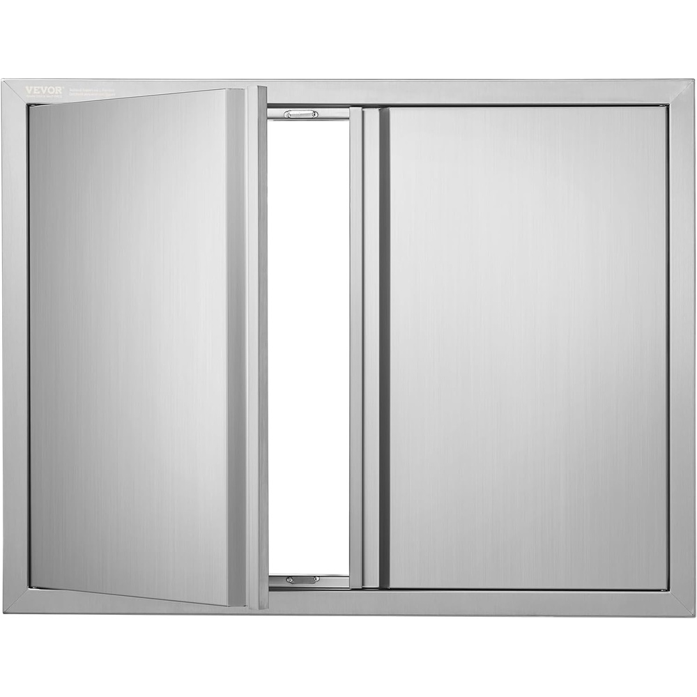 image:imageVEVOR Outdoor BBQ Kitchen Door 18W x 21H Inch Stainless Steel Flush Mount Vertical Door with Recessed Handle for BBQ Island Grilling Station Outside CabinetModern  Minimalistic