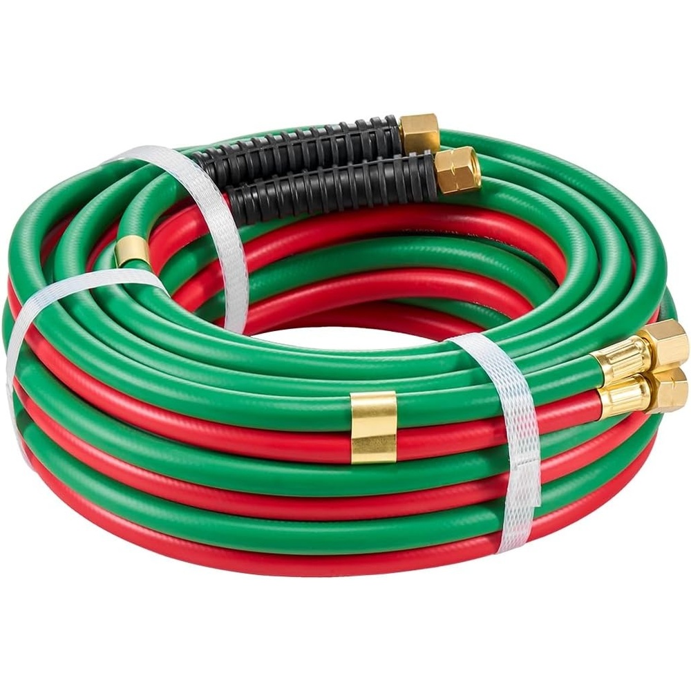 image:imageVEVOR Oxygen Acetylene Hose 14Inch x 100FT Oxy Acetylene Hose with 91618 B Fitting 300PSI T Grade Welding Cutting Torch Twin Hose Compatible with Oxygen AcetylenePropane and Other Fuel Gases25FT