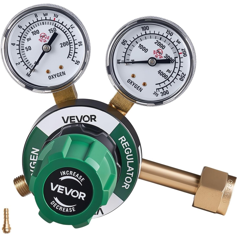image:imageVEVOR Oxygen Acetylene Regulator Set OxyAcetylene Regulators 04000PSI and 0400PSI Welding Gas Gauges with CGA540CGA510 Inlet Connection amp 91618 Outlet Connection PC Knob AdjustmentOxygen Regulator