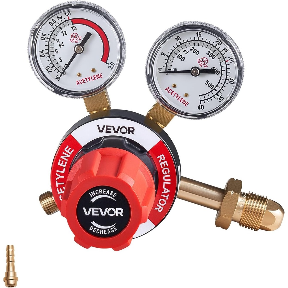 image:imageVEVOR Oxygen Acetylene Regulator Set OxyAcetylene Regulators 04000PSI and 0400PSI Welding Gas Gauges with CGA540CGA510 Inlet Connection amp 91618 Outlet Connection PC Knob AdjustmentAcetylene Regulator
