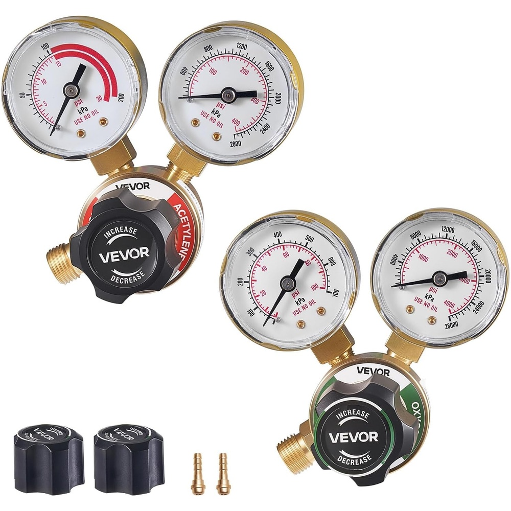 image:imageVEVOR Oxygen Regulator Precise Oxy Regulator 04000PSI Welding Gas Gauge with CGA540 Inlet Connection amp 91618 RH Outlet Connection THandle AdjustmentPC Knob
