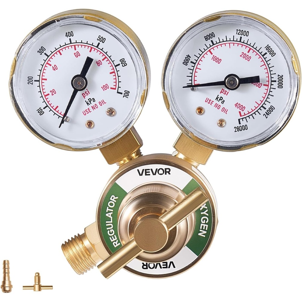 image:imageVEVOR Oxygen Regulator Precise Oxy Regulator 04000PSI Welding Gas Gauge with CGA540 Inlet Connection amp 91618 RH Outlet Connection THandle AdjustmentOxygen Regulator