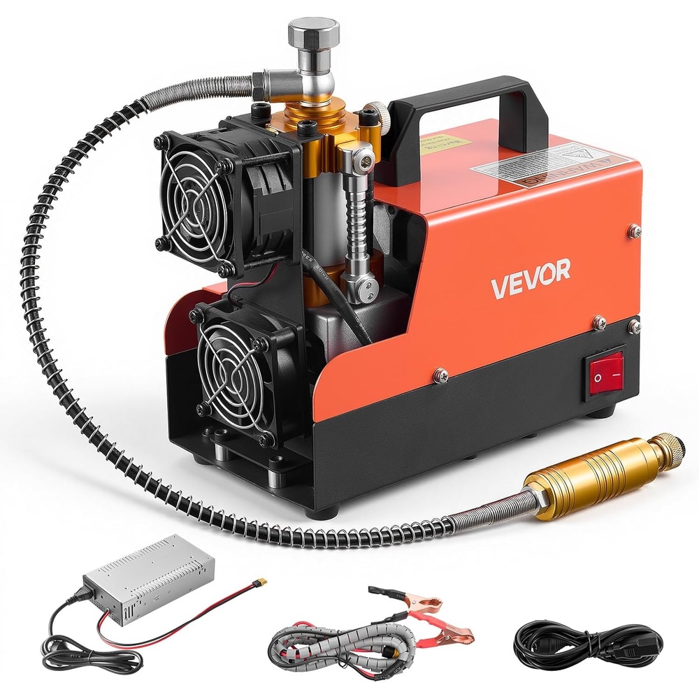 image:imageVEVOR PCP Air Compressor 4500PSI PCP Airgun Compressor amp External Converter Manual Stop 250W DC12VAC120V Portable Paintball Tank Compressors for Air Rifle Scuba Diving Bottle