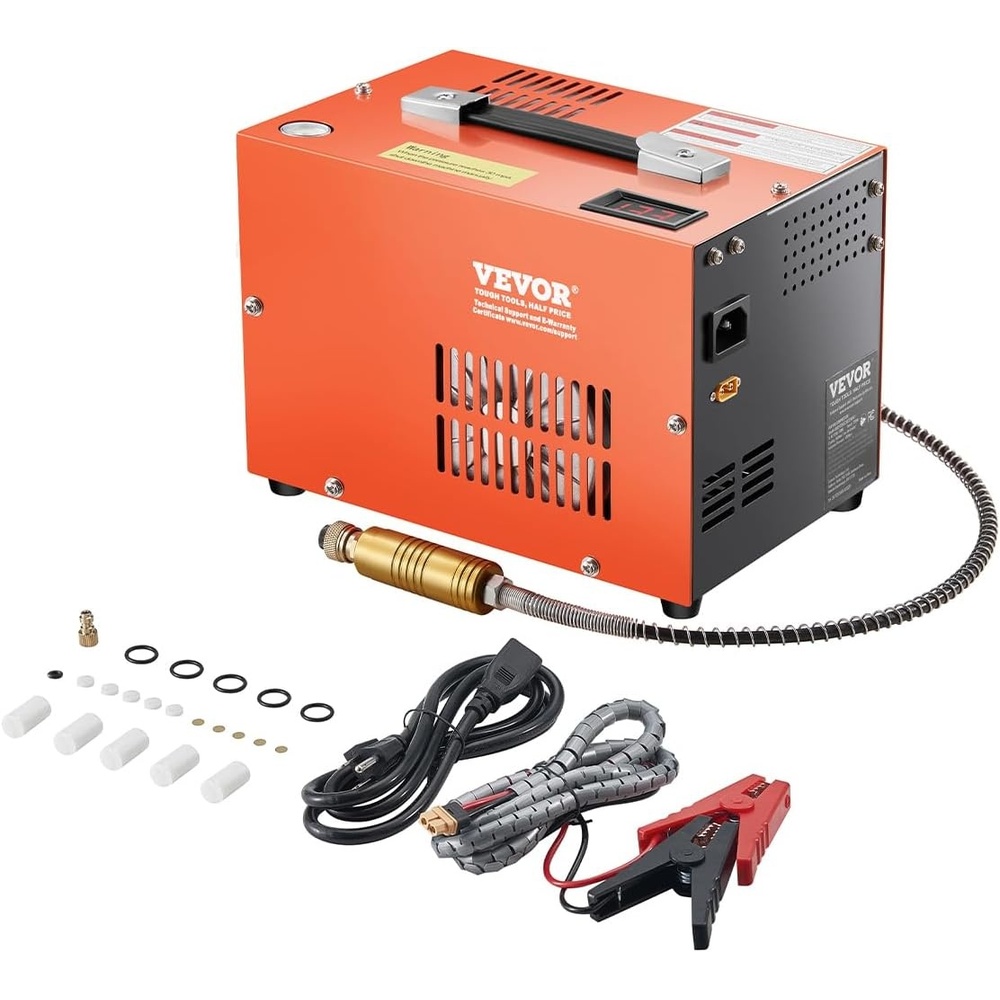 image:imageVEVOR PCP Air Compressor 4500PSI30Mpa Portable PCP Airgun Compressor with Builtin Power Converter AutoStop  DC12VAC120V  Oil amp WaterFree Air Rifle Paintball and Scuba Tank Compressor PumpSmall