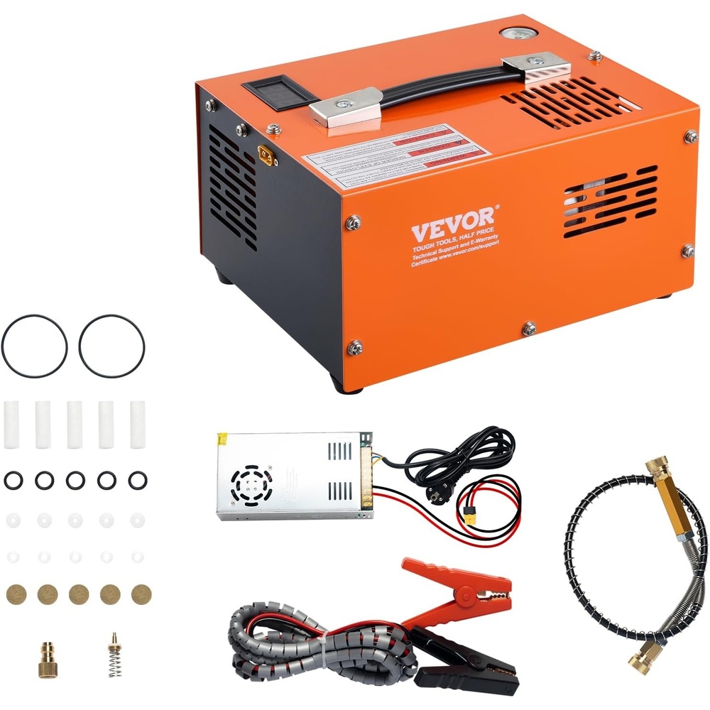 image:imageVEVOR PCP Air Compressor 4500PSI30Mpa Portable PCP Airgun Compressor with External Converter DC12V AC115V  Oil amp WaterFree  ManualStop Air Rifle Paintball and Scuba Tank Compressor Pump300W Manual Stop