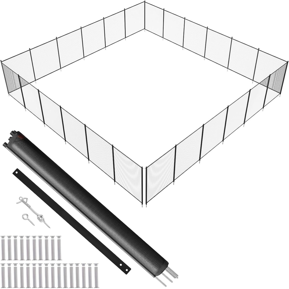 image:imageVEVOR Pool Fence 4 x 96 FT Pool Fences for Inground Pools Removable Pool Fencing Easy DIY Installation Swimming Pool Fence 340gms Teslin PVC Mesh Pool Safety Fence Black4FTx72FT