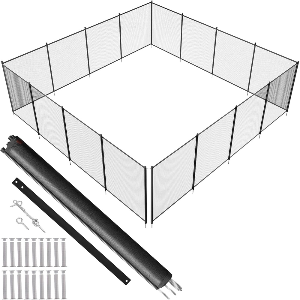 image:imageVEVOR Pool Fence 4 x 96 FT Pool Fences for Inground Pools Removable Pool Fencing Easy DIY Installation Swimming Pool Fence 340gms Teslin PVC Mesh Pool Safety Fence Black4FTx48FT